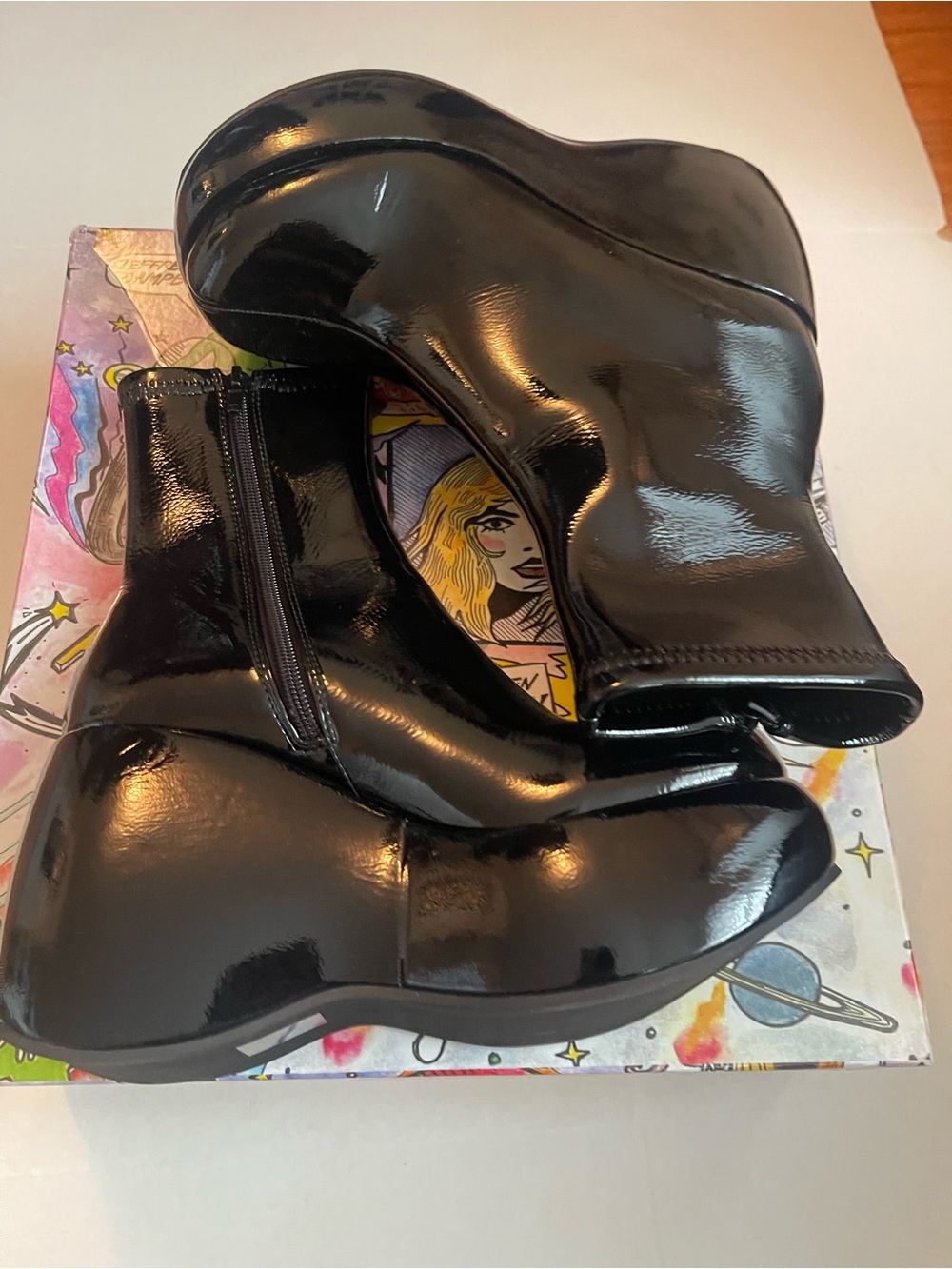 Jeffrey Campbell Glossy Black Patent Ankle Booties - Picture 4 of 8